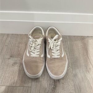 Vans Beige Suede Old Skool Sneakers with White Stripe